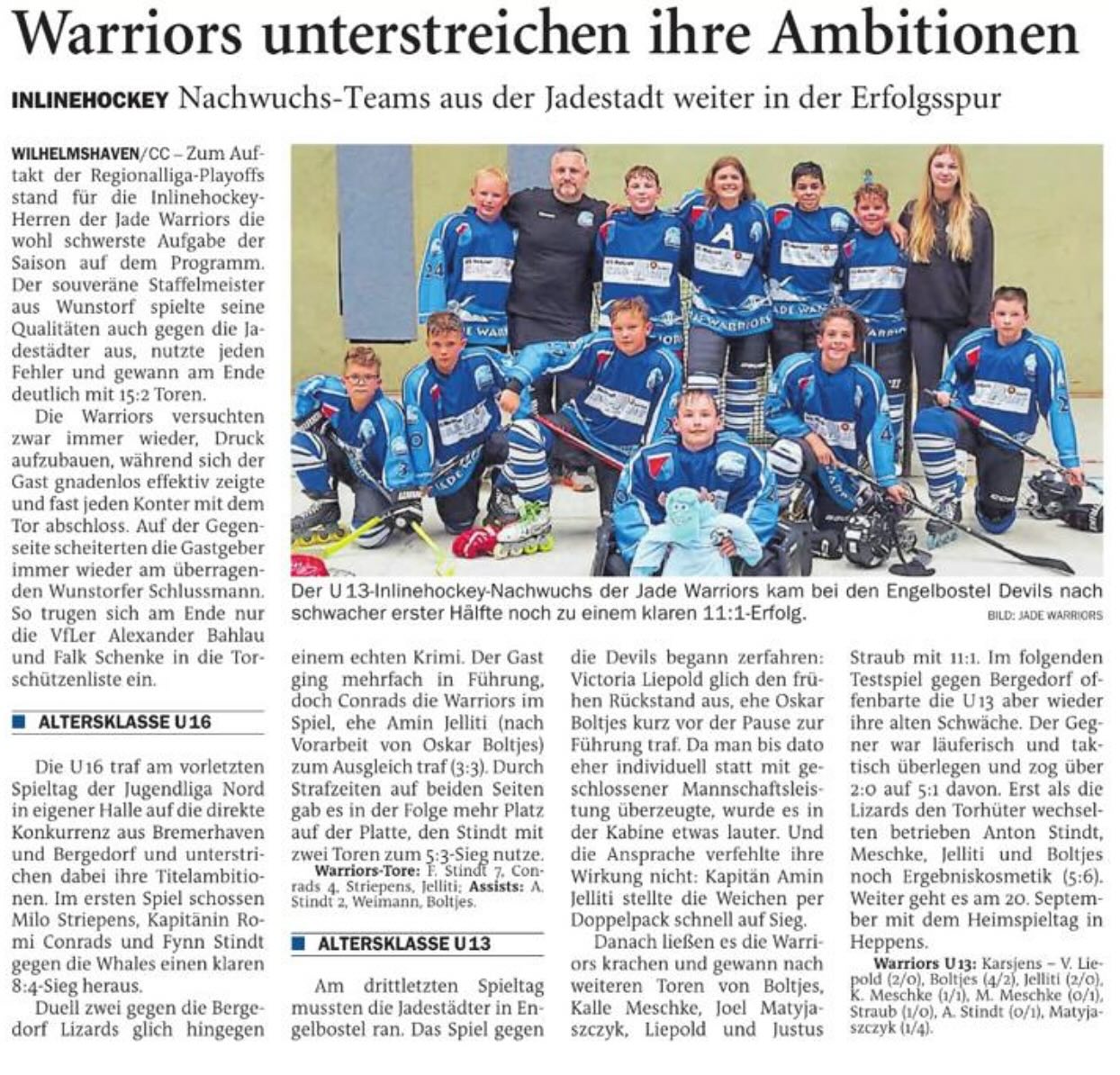 Zeitungsartikel aus der Wilhelmshavener Zeitung. 📰