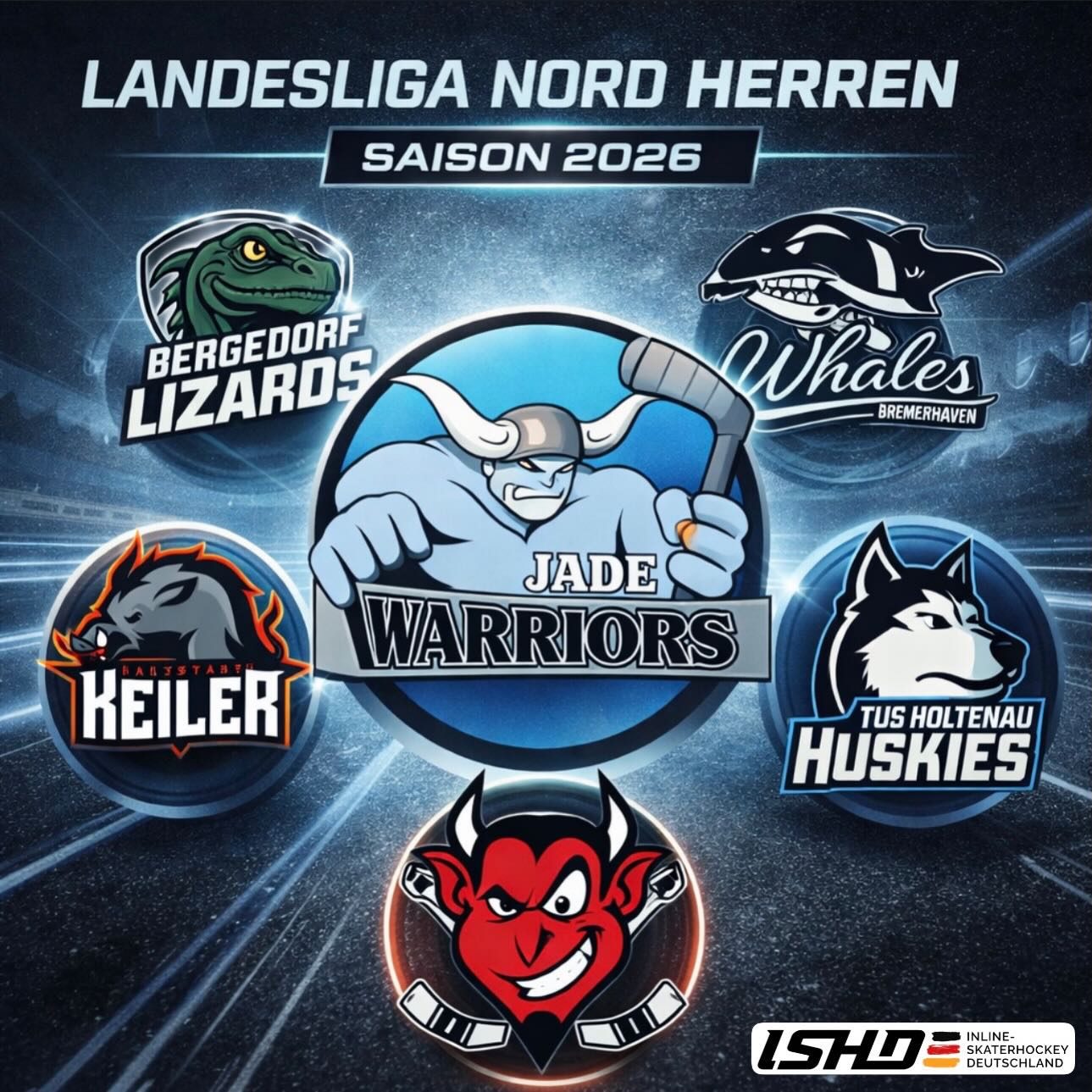 🔥 Landesliga Nord Herren – Saison 2026 🔥

Die neue Saison steht in den Startlöchern!

Die Warriors greifen an und stellen sich einer starken Konkurrenz in der Landesliga Nord.

🏒 Mit dabei sind:
• Engelbostel Devils
• Bergedorf Lizards II
• Bremerhaven Whales II
• Salzstadtkeiler Lüneburg II
• Holtenau Huskies

Tempo, Leidenschaft und harte Duelle – wir sind bereit für eine intensive Saison! 🏒

#Inlinehockey #LandesligaNord #Herren #Saison2026